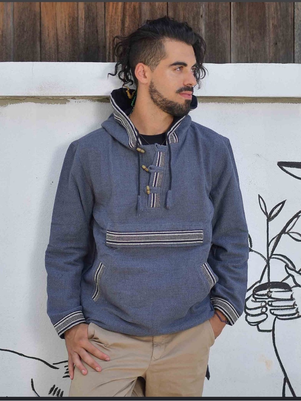 Virblatt Baja Hoodie “Sphärenhaft” | 100% Cotton | Made in Nepal | M